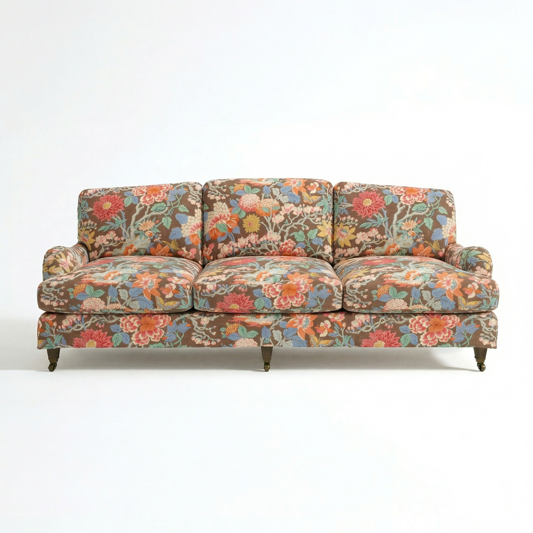 Isobel Loose Cover 4 Seater Sofa in Little Magnolia Espresso - Hand Made in USA - front