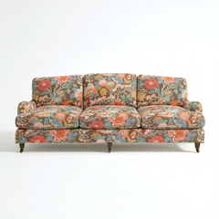 Isobel Loose Cover 4 Seater Sofa in Little Magnolia Espresso - Hand Made in USA - front