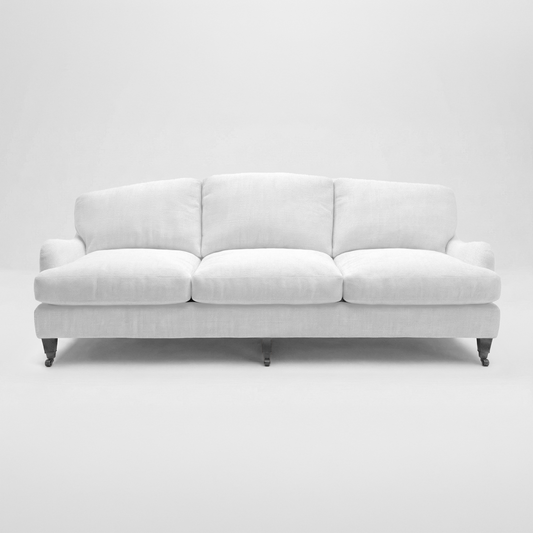 Isobel Fixed Cover 4 seater sofa with Box Edge Cushion in Customer's Own Material - Handmade to Order in the USA