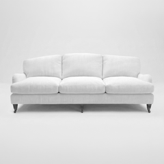 Isobel Fixed Cover 4 seater sofa in Cotton Linen Snow Drop - Handmade to Order in the USA