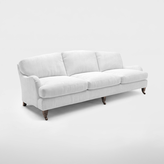 Isobel 4 seater sofa in Cotton Linen Snowdrop - Handmade in the USA