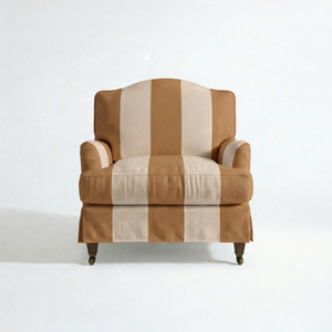 Isobel Loose Cover Armchair in Caramel Stripe - front