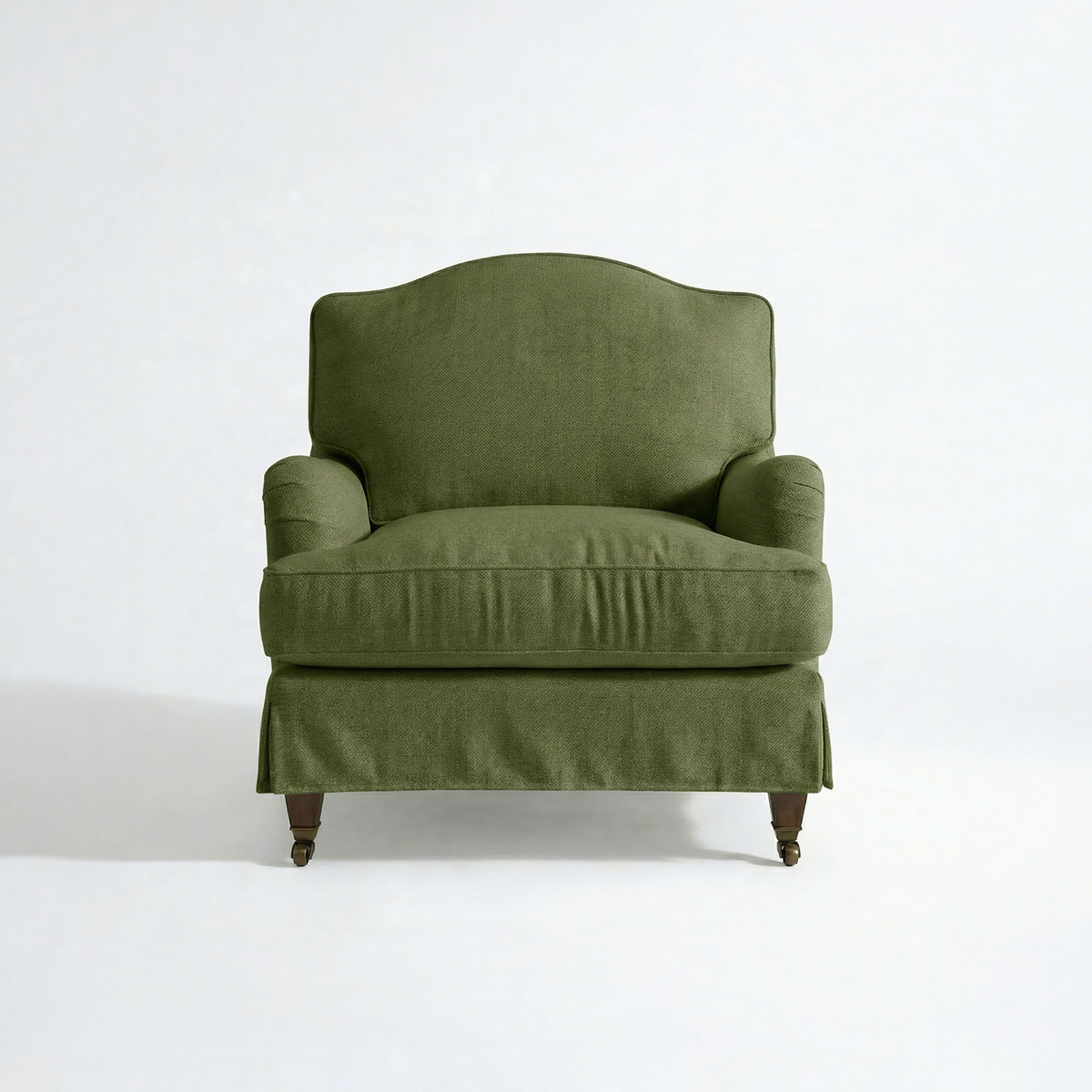 Isobel Loose Cover Armchair in Cotton Linen Evergreen - front