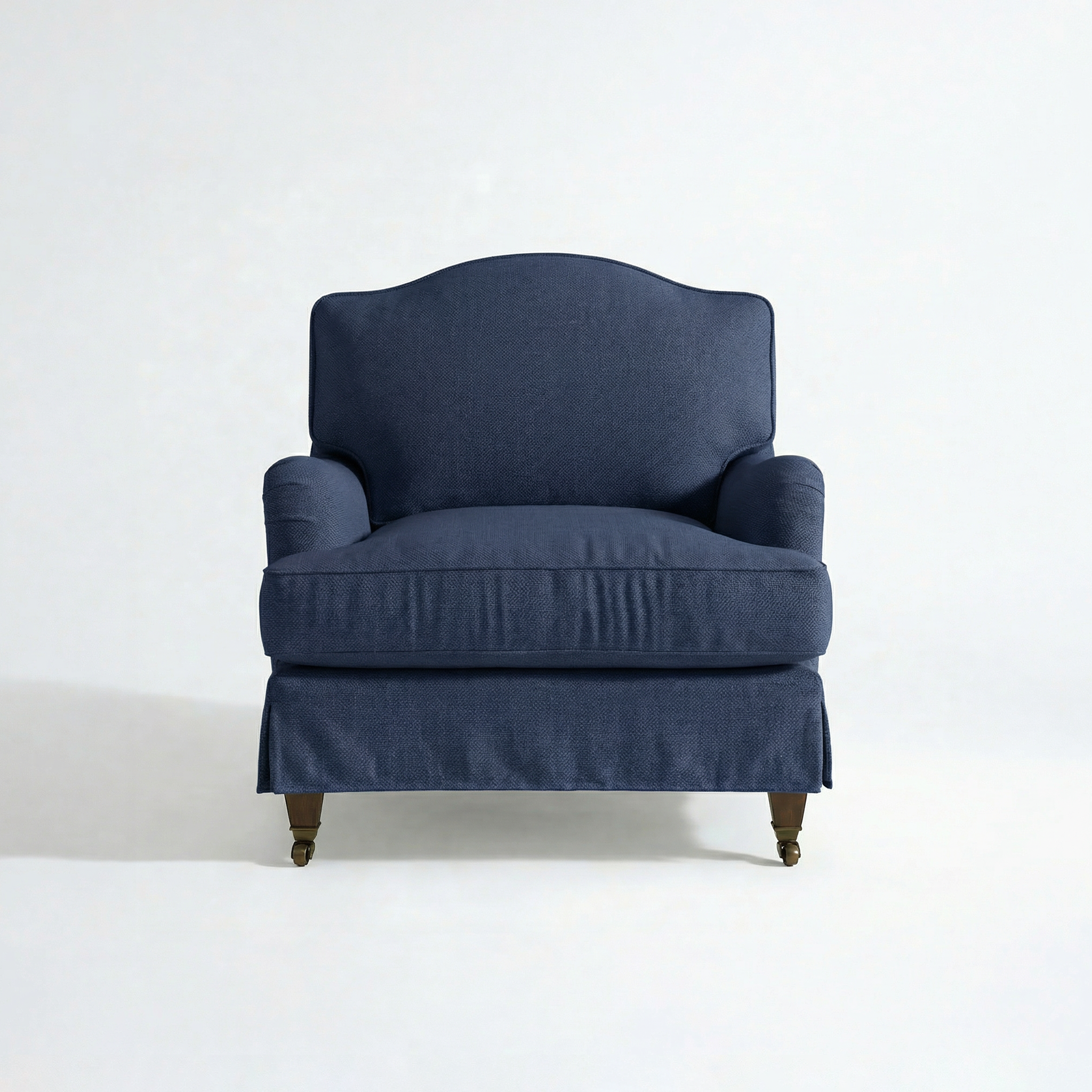 Isobel Loose Cover Armchair in Cotton Linen Inkspot - front