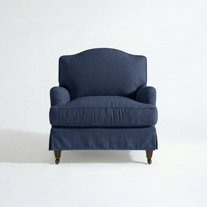 Isobel Loose Cover Armchair in Cotton Linen Inkspot - front