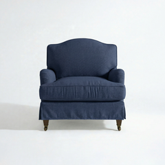 Isobel Loose Cover Armchair in Cotton Linen Inkspot - front
