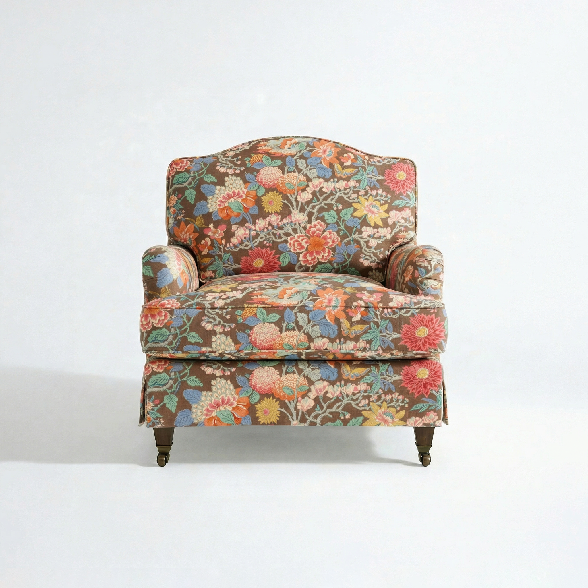 Isobel Loose Cover Armchair in Little Magnolia Espresso - front