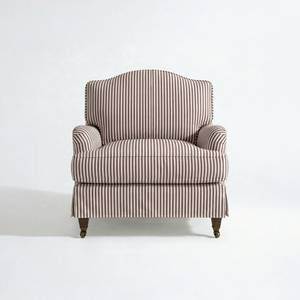 Isobel Loose Cover Armchair in Narrow Chocolate Stripe - front