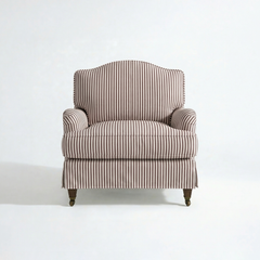Isobel Loose Cover Armchair in Narrow Chocolate Stripe - front