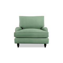 Isobel Armchair with Big Back Cushion in Sea Green Velvet - Hand Made in USA