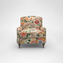 Isobel Armchair with Big Back Cushion in Magnolia Cream Blue - Hand Made in USA