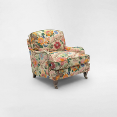 Isobel Armchair with Big Back Cushion in Magnolia Cream Blue - Hand Made in USA