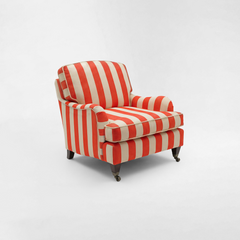 Isobel Armchair with Big Back Cushion in Petunia Stripe - Hand Made in USA