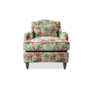 Felix Armchair with Fixed Back in Natural Linen Classic Rose - Hand Made in USA