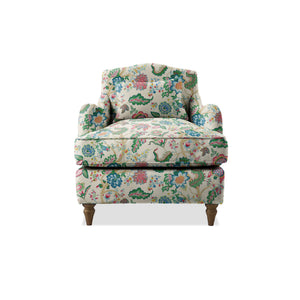 Felix Armchair with Fixed Back in Natural Linen Kitty Spring Green - Hand Made in USA