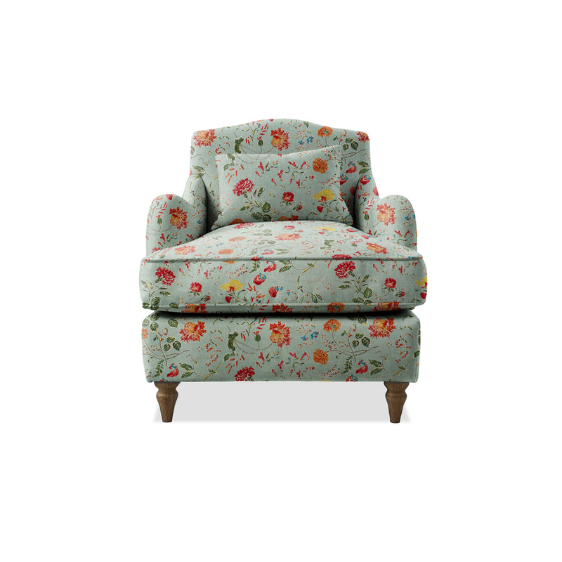 Felix Armchair with Fixed Back in Wildwood Duck Egg - Hand Made in USA