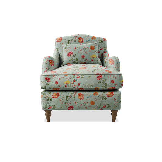 Isobel Armchair with Fixed Back in Wildwood Duck Egg - Hand Made in USA