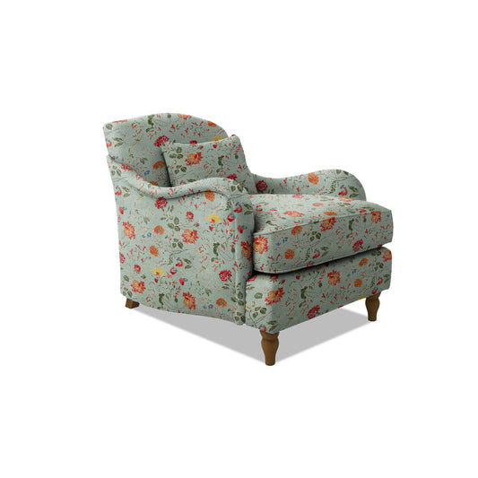 Isobel Armchair with Fixed Back in Wildwood Duck Egg - Hand Made in USA