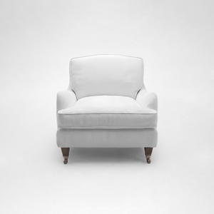 Isobel Armchair with Big Back Cushion in Cotton Linen Snow Drop - Hand Made in USA