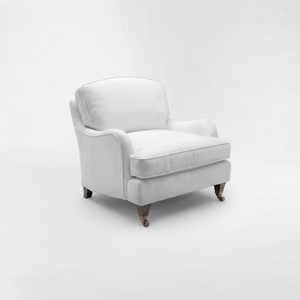 Isobel Armchair with Big Back Cushion in Cotton Linen Snow Drop - Hand Made in USA