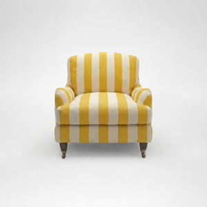 Isobel Armchair with Big Back Cushion in Dandelion Stripe - Hand Made in USA