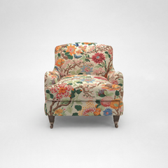 Isobel Armchair with Big Back Cushion in Magnolia Cream Blue - Hand Made in USA