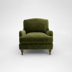 Isobel Armchair with Big Back Cushion in Pelham Moss Velvet - Hand Made in USA
