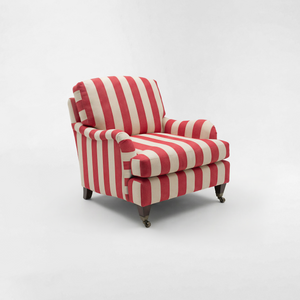 Isobel Armchair with Big Back Cushion in Petunia Stripe - Hand Made in USA