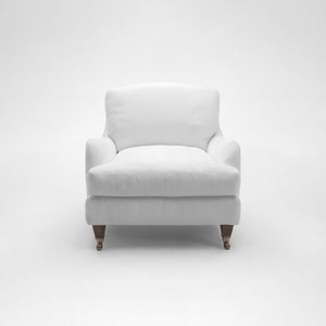 Isobel Armchair with Big Back Cushion in Cotton Linen Snow Drop - Hand Made in USA