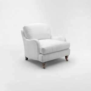 Isobel Armchair with Big Back Cushion in Cotton Linen Snow Drop - Hand Made in USA