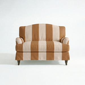 Isobel Loose Cover Loveseat in Caramel Stripe - front