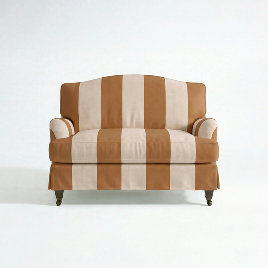 Isobel Loose Cover Loveseat in Caramel Stripe - front