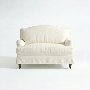 Isobel Loose Cover Loveseat in Cotton Linen Cool Coconut - front