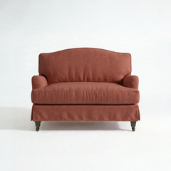 Isobel Loose Cover Loveseat in Cotton Linen Marigold - front
