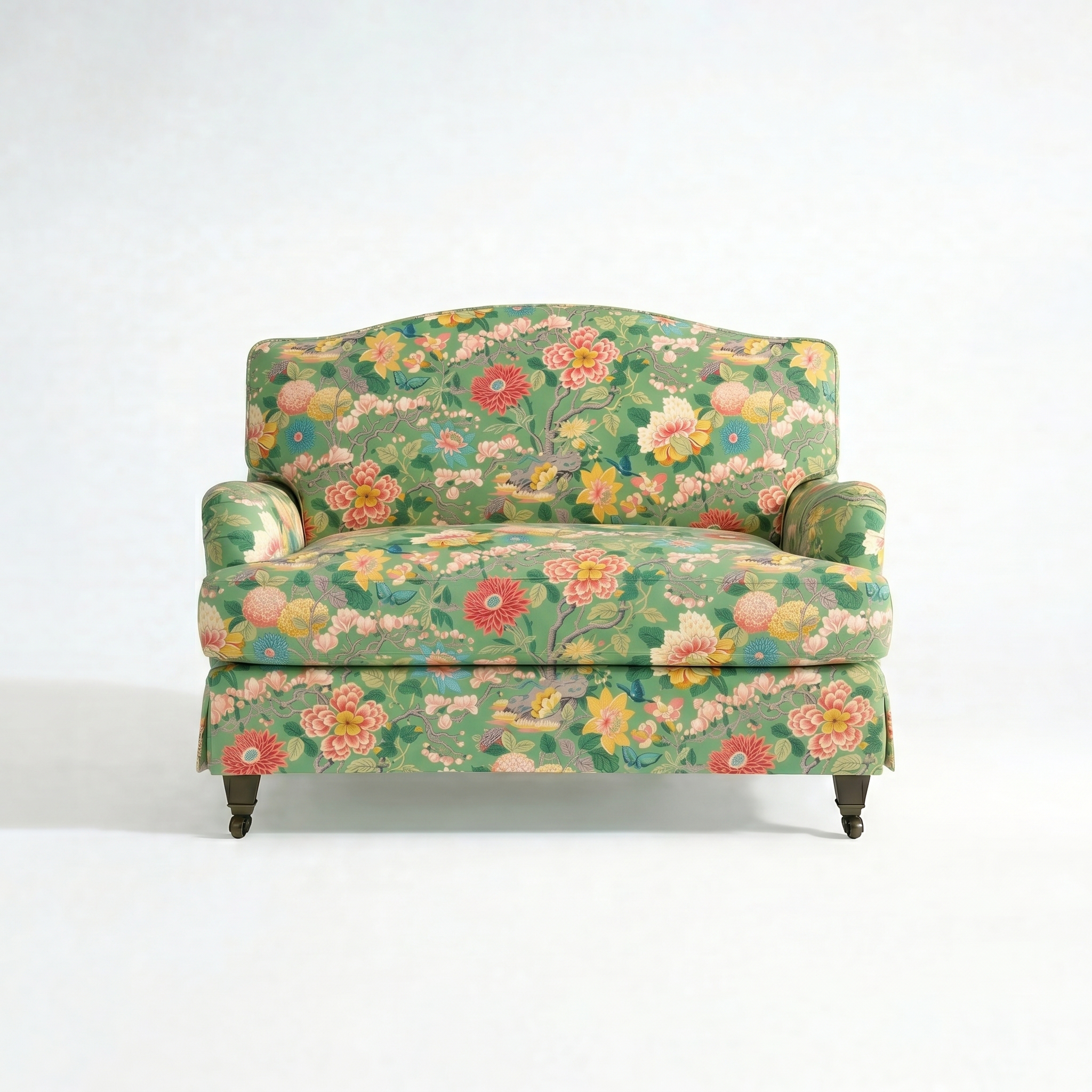 Isobel Loose Cover Loveseat in Little Magnolia Emerald - front
