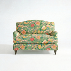 Isobel Loose Cover Loveseat in Little Magnolia Emerald - front