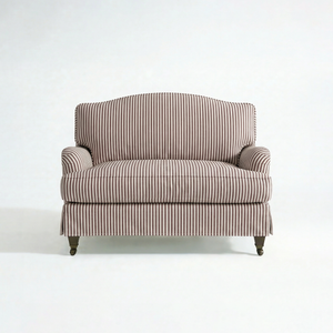 Isobel Loose Cover Loveseat in Narrow Chocolate Stripe - front