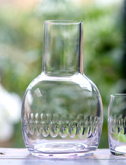 Smoky Carafe Set and Glass with Lens Design by Vintage List