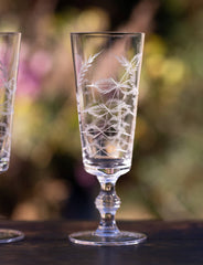 Four Champagne Flutes with Fern Design by Vintage List