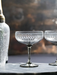 Four Smoky Cocktail Glasses with Ovals Design by Vintage List