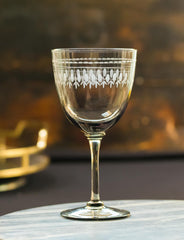 Four Smoky Wine Glasses with Ovals Design by Vintage List