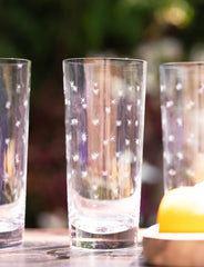 Four Highball Glasses with Stars Design by Vintage List