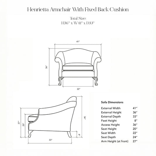 Henrietta Armchair in Customer's Own Material - USA Edition