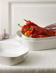 White Porcelain Medium Handled Rectangular Roasting Dish