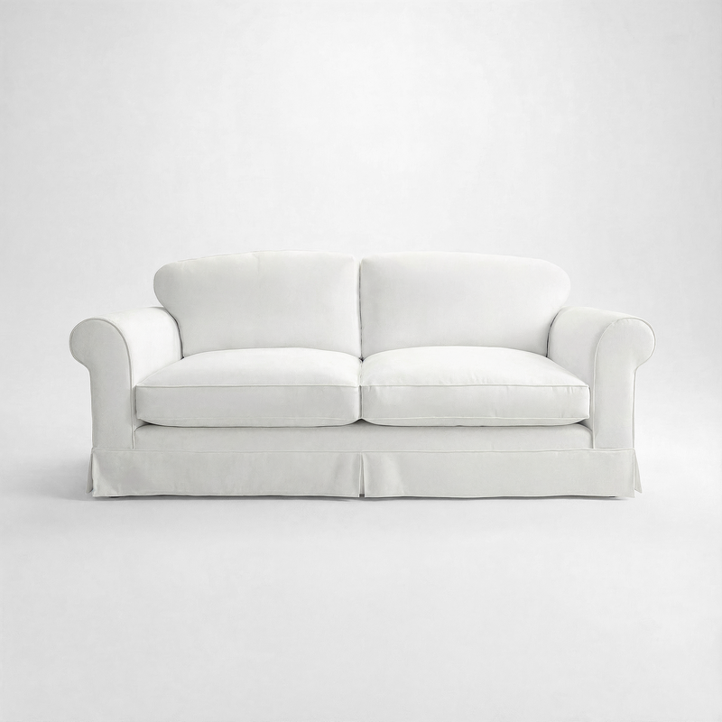 Barton 3 Seater Sofa with Big Back Cushions in Customer's Own Material - Handmade to Order in the USA