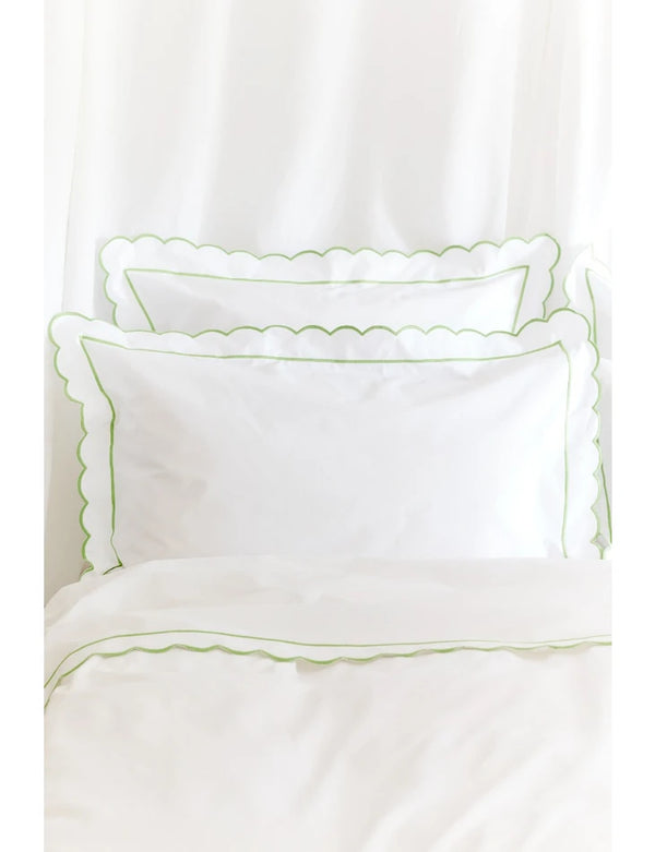 Green Scalloped bed linen