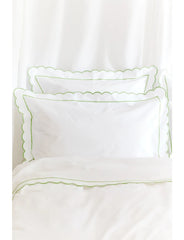 Green Scalloped King Size Flat Sheet - Pre Order for Delivery in Late December