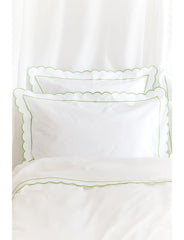 Green Scalloped Double Duvet Cover - Pre Order for Delivery in Late December 