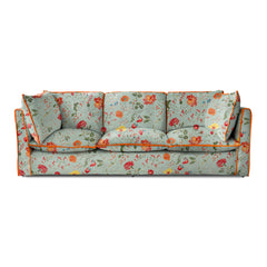 Coco 4 seater sofa with Contrast Welt Knife Edge cushion in Wildwood Duck Egg - Hand Made in USA