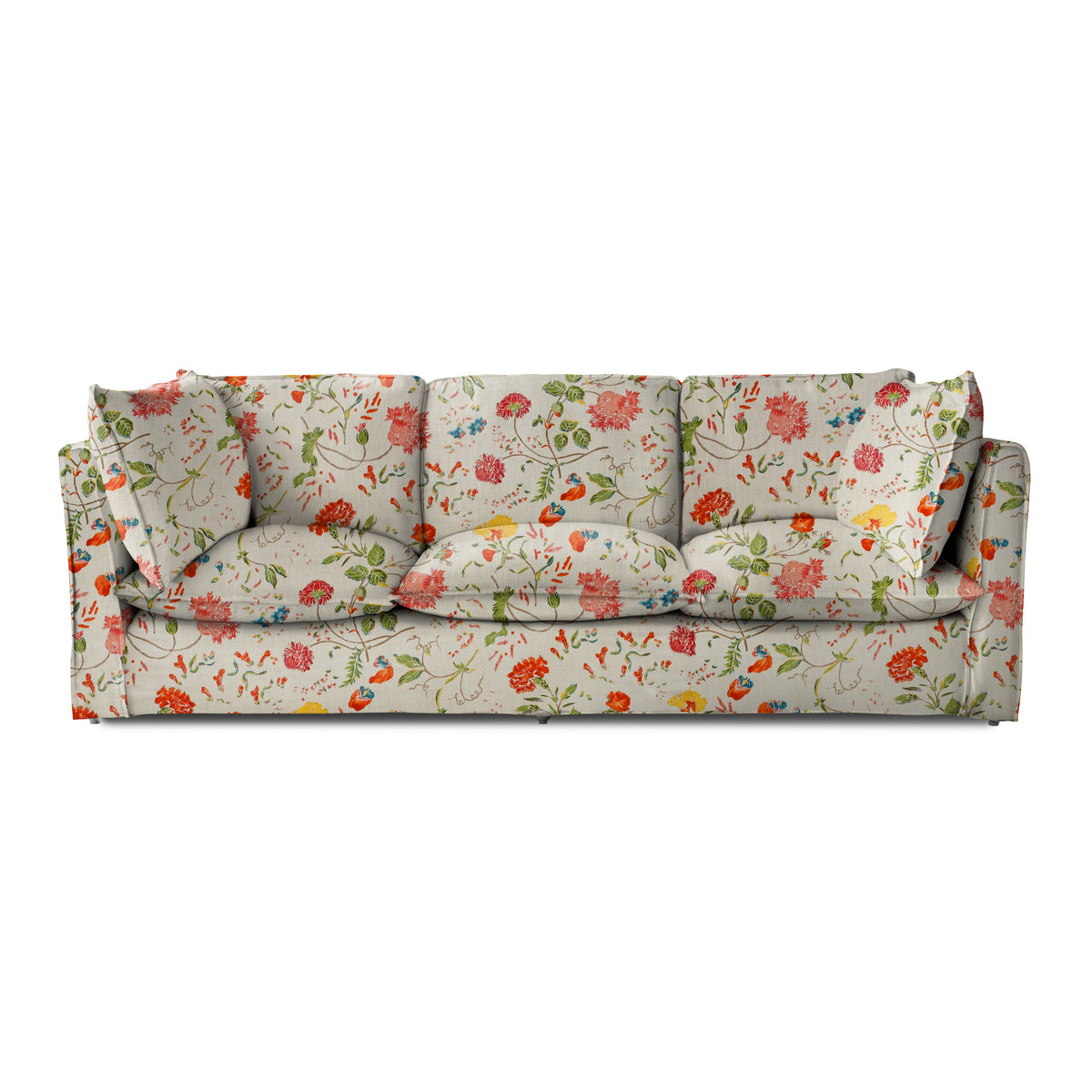 Coco 4 seater sofa with Self Piped Knife Edge cushion in Wildwood Ivory - Hand Made in USA
